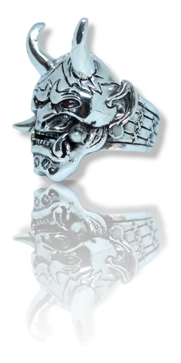 Anillo Demonio Con Cuernos Plata Maciza Esterlina 925 Hombre