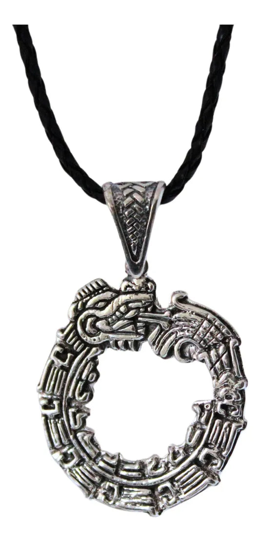 Collar Dije Quetzalcóatl Uróboros Plata 925 Hombre Mujer Plateado