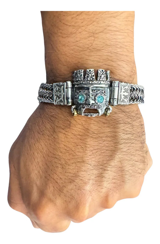 Brazalete Hombre Pulsera Plata 925 Bali Tlaloc Joyería Gamma