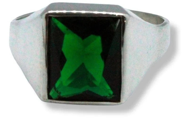 Anillo Carlos Plata925 Hombre Piedra Verde Esmeralda 10x12
