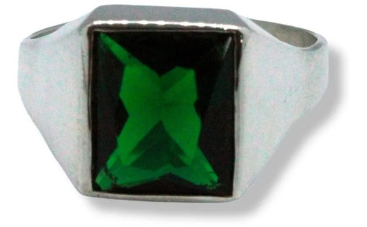 Anillo Carlos Plata925 Hombre Piedra Verde Esmeralda 10x12