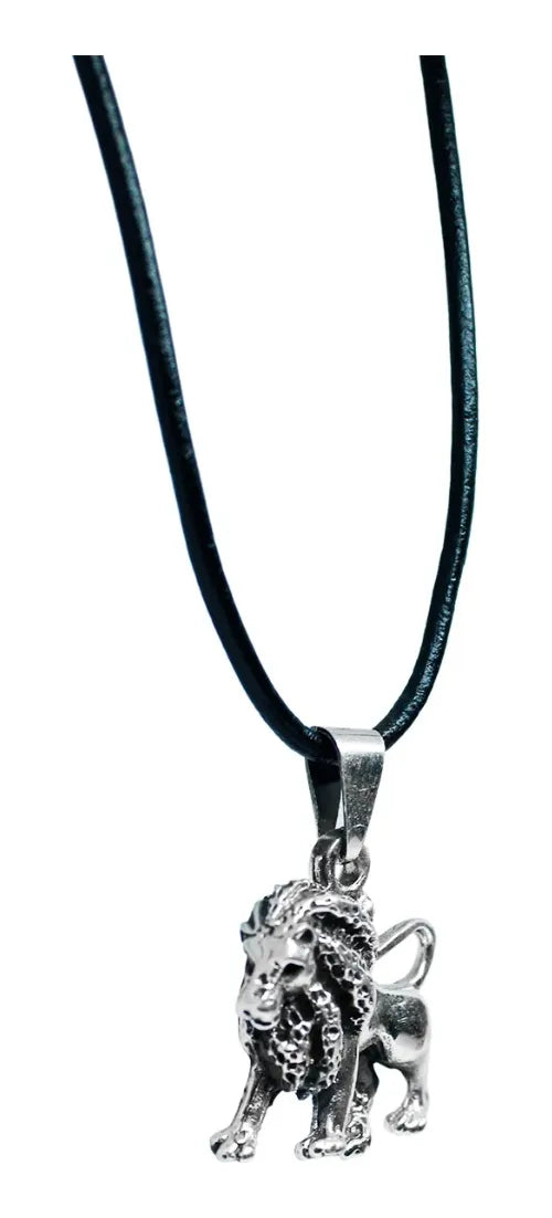 Dije León Plata 925 Collar Hombre Mujer Cordón Piel Regalo