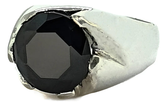Anillo Hombre Plata 925 Zirconia Negra 12mm Joyería Fina