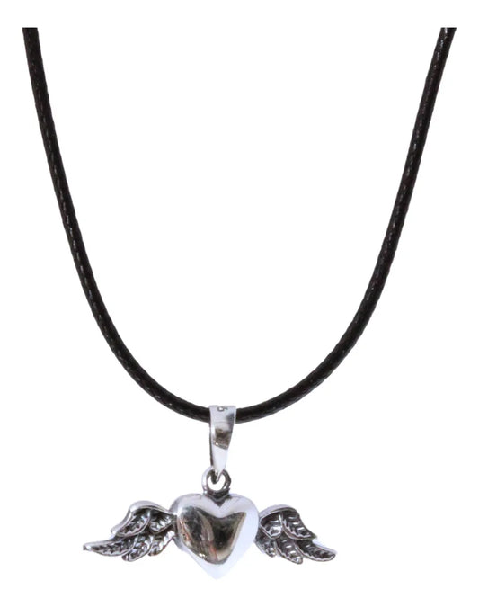 Collar Plata 925 Mujer Dije Corazón Alas Cordón Regalo Nice