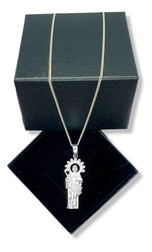 Dije San Judas Tadeo Plata 925 Hombre Mujer Cadena Regalo Diamante