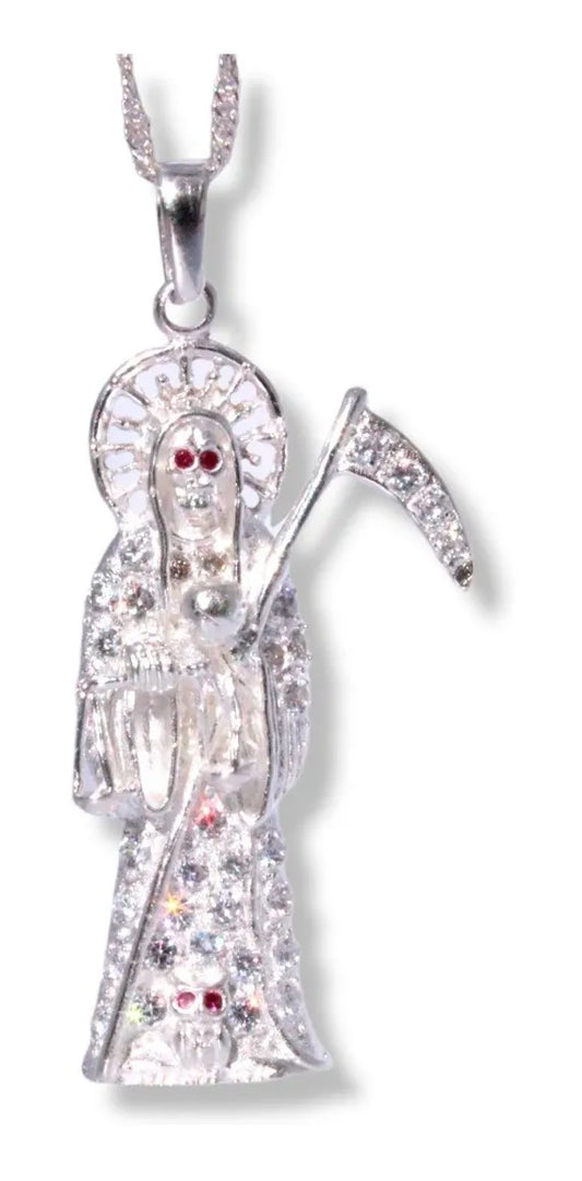 Dije Santa Muerte en Plata 925 con Zirconias