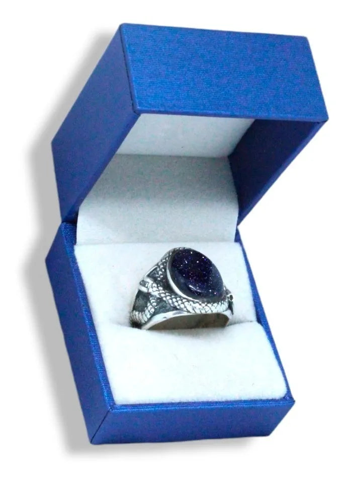 Anillo Medusa Plata 925 Hombre Mujer Joyería Piedra Azul