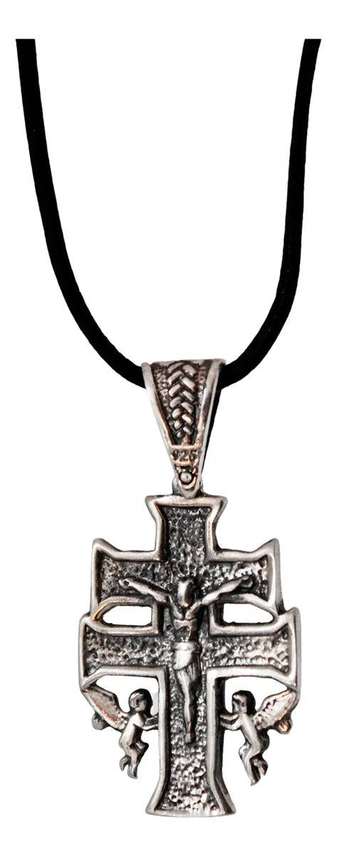 Dije Cruz Caravaca Plata 925 Unisex Cordón Piel Regalo Nice Plateado