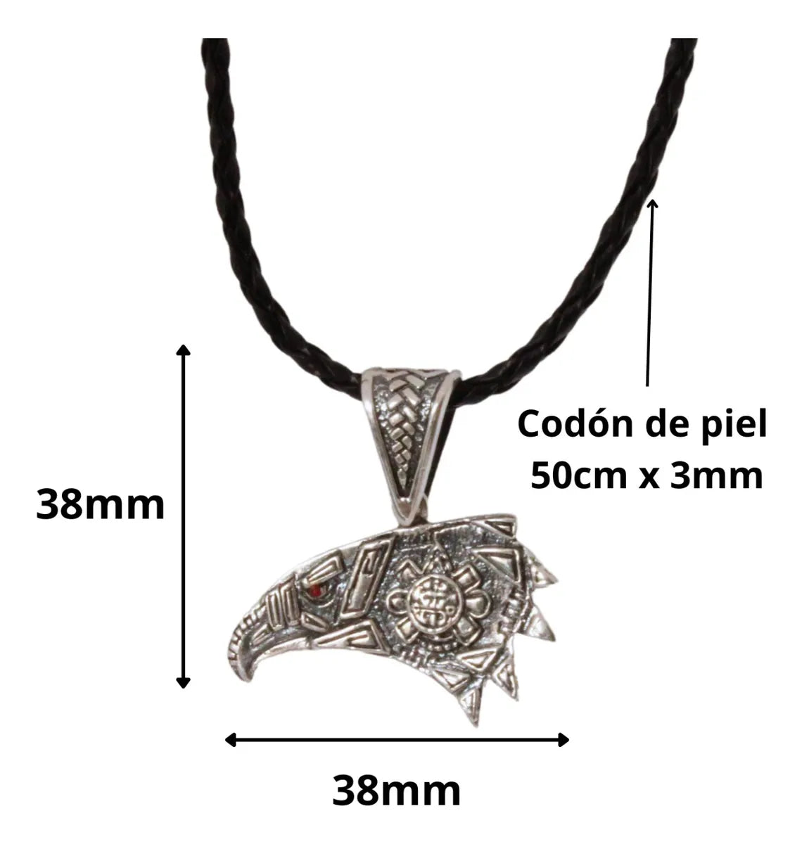 Collar Plata 925 Dije Águila Calendario Azteca Quetzalcóatl