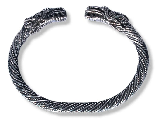 Pulsera Quetzalcóatl Doble Plata 925 Pulso Tipo Bali Hombre