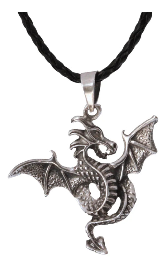 Dije Dragón Alado Plata 925 Collar Hombre Mujer Joyería Plateado