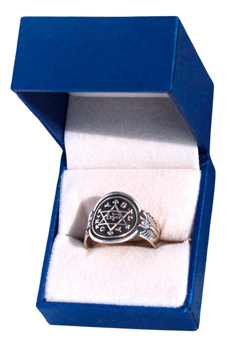 Anillo Sabiduría Rey Salomón Estrella De David Plata 925