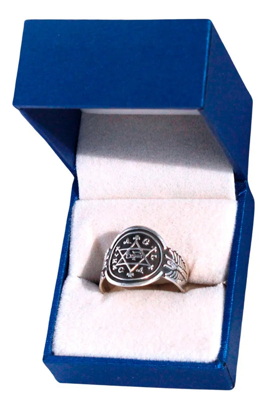 Anillo Sabiduría Rey Salomón Estrella De David Plata 925