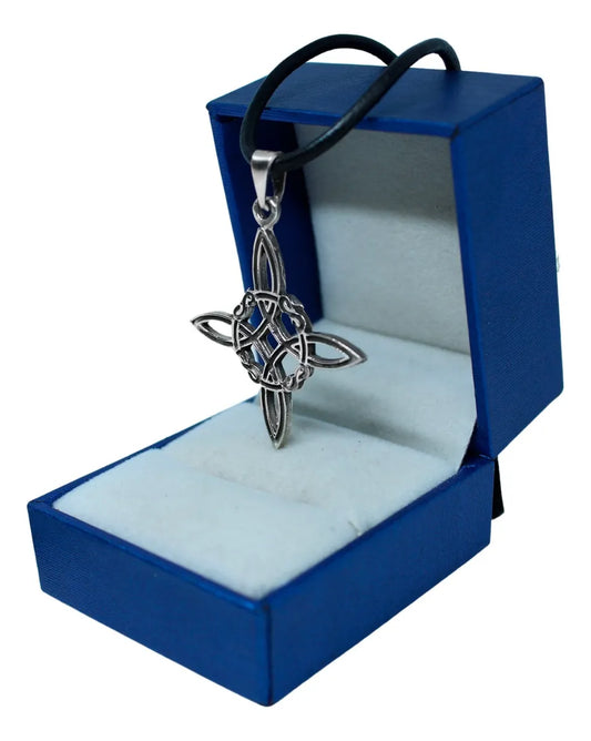 Dije Nudo Bruja Celta Plata 925 Protección Cordón De Piel | Joyería Gamma