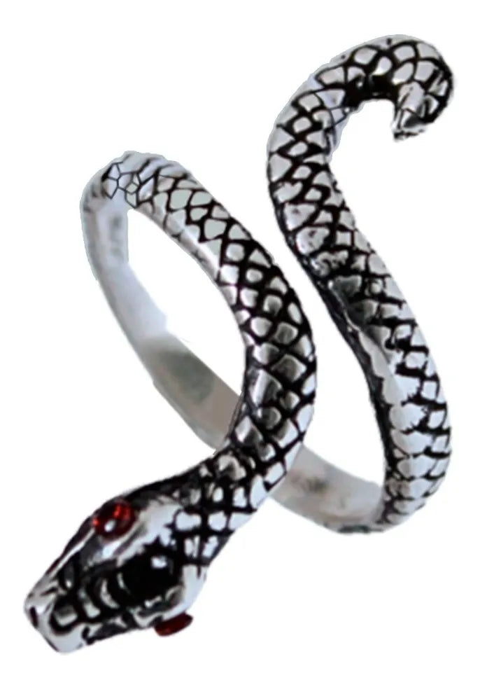 Anillo Serpiente Plata 925 Ojos Rojos Víbora Unisex Unitalla | Joyería Gamma