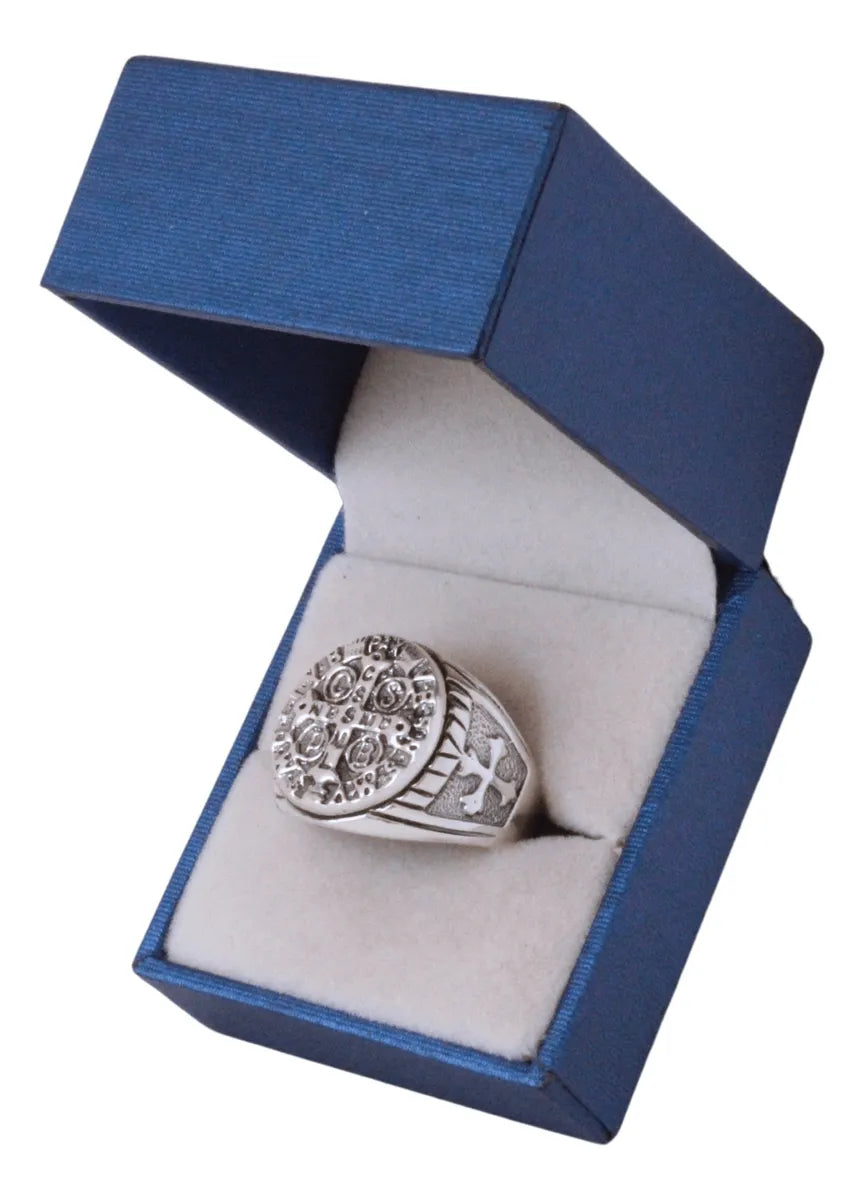 Anillo Hombre Plata Esterlina 925 Cruz San Benito Caballero