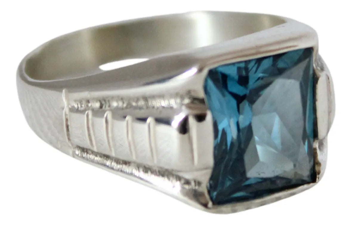 Anillo Poseidón Aguamarina 10x12mm Plata 925 Diseño Exclusivo