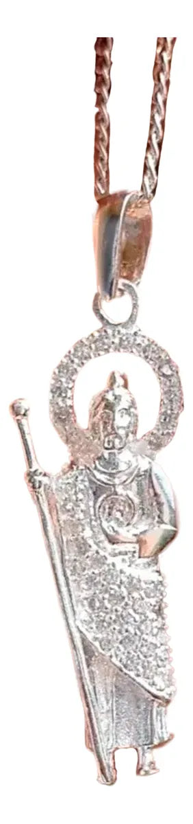 Dije San Judas Plata 925 Cadena Hombre Mujer Zirconia Regalo Diamante