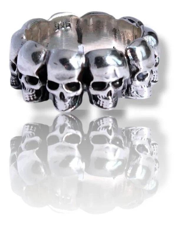 Anillo Cráneos Calaveras Plata Esterlina 925 Hombre Mujer