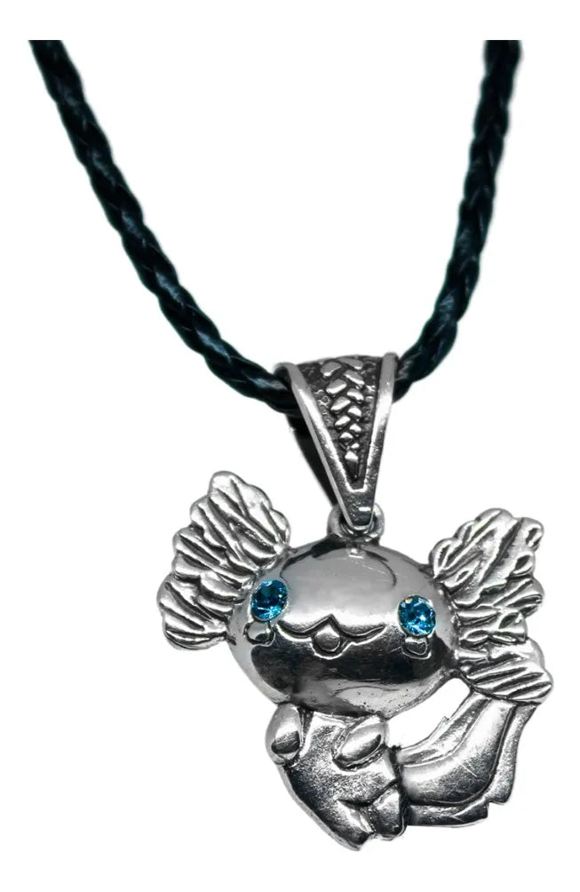 Dije Ajolote Mexicano Plata Fina 925 Cordón Piel Unisex