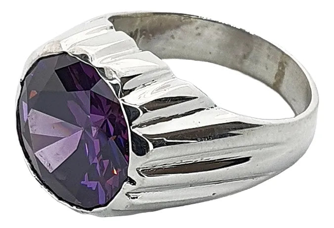 Anillo Alonzo: Plata 925, Zirconia Color Alejandrina De 14mm