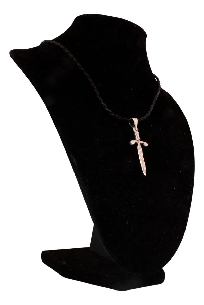 Collar Dije Espada Plata 925 Hombre Cordón Piel Joyería Nice Plateado