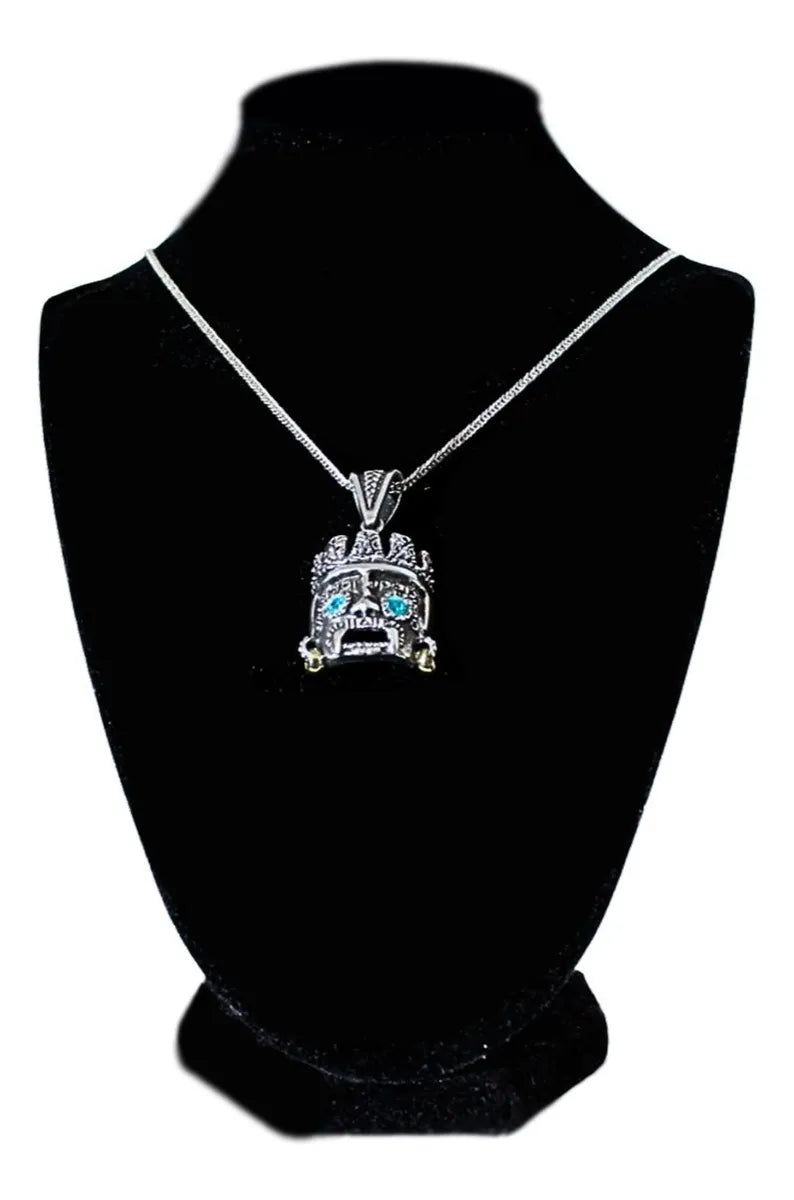 Dije Dios Tlaloc Plata 925 Hombre Azteca Caballero Con Piel