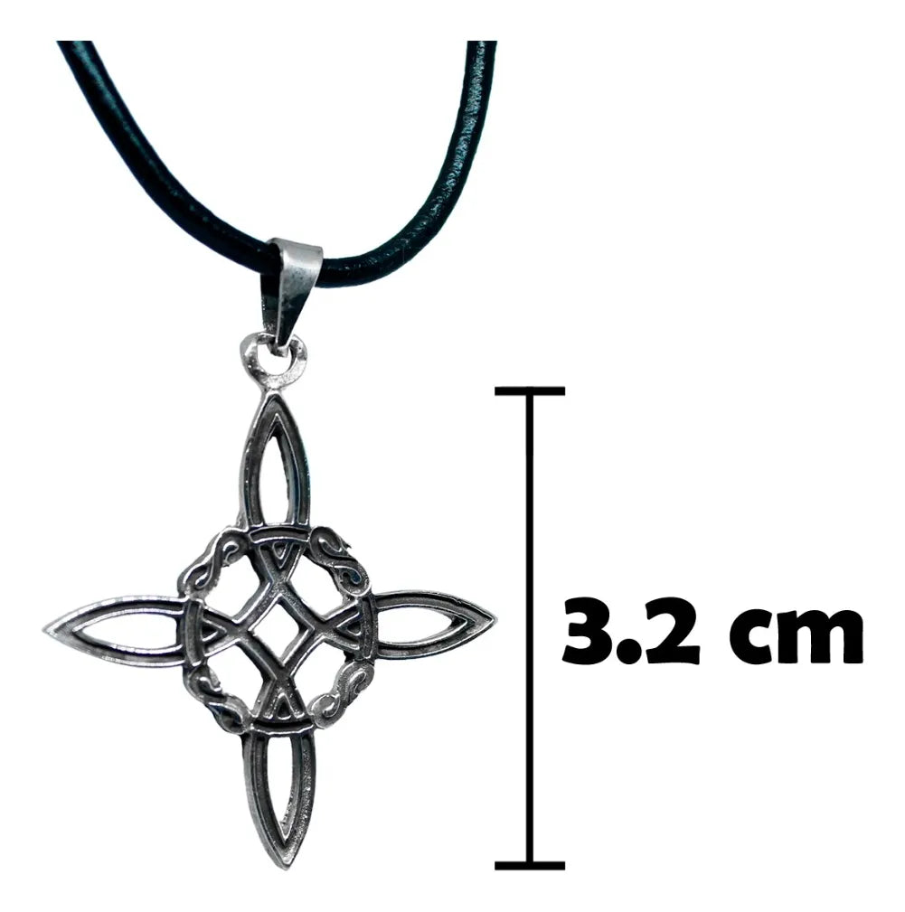 Dije Nudo Bruja Celta Plata 925 Protección Cordón De Piel | Joyería Gamma