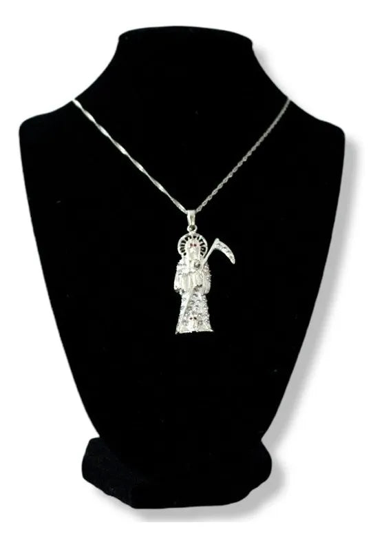 Dije Santa Muerte en Plata 925 con Zirconias