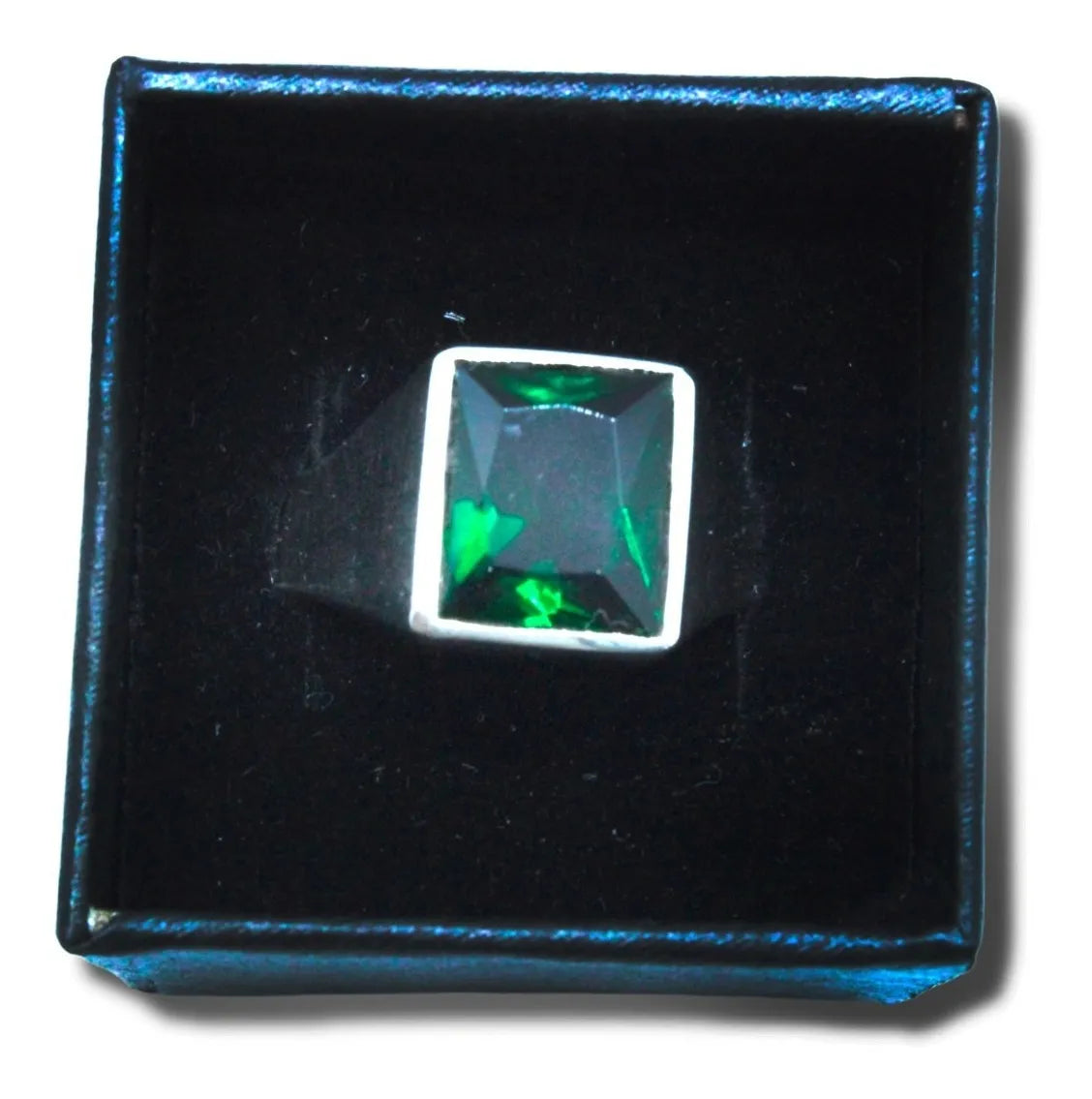 Anillo Carlos Plata925 Hombre Piedra Verde Esmeralda 10x12