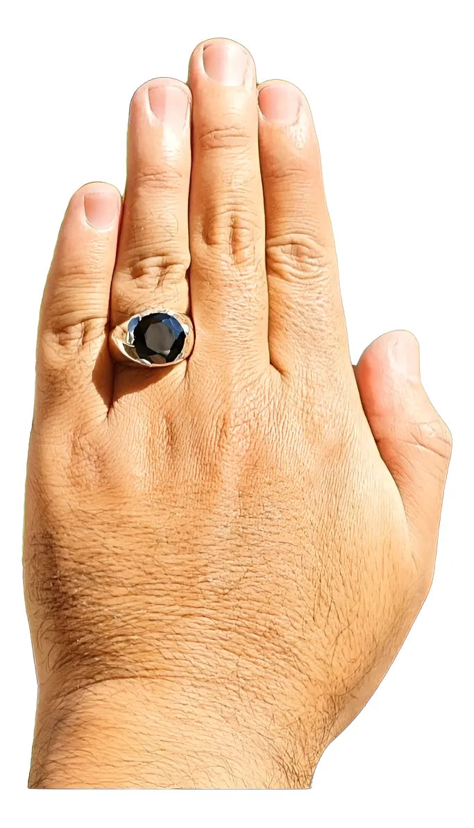 Anillo Hombre Plata 925 Zirconia Negra 12mm Joyería Fina
