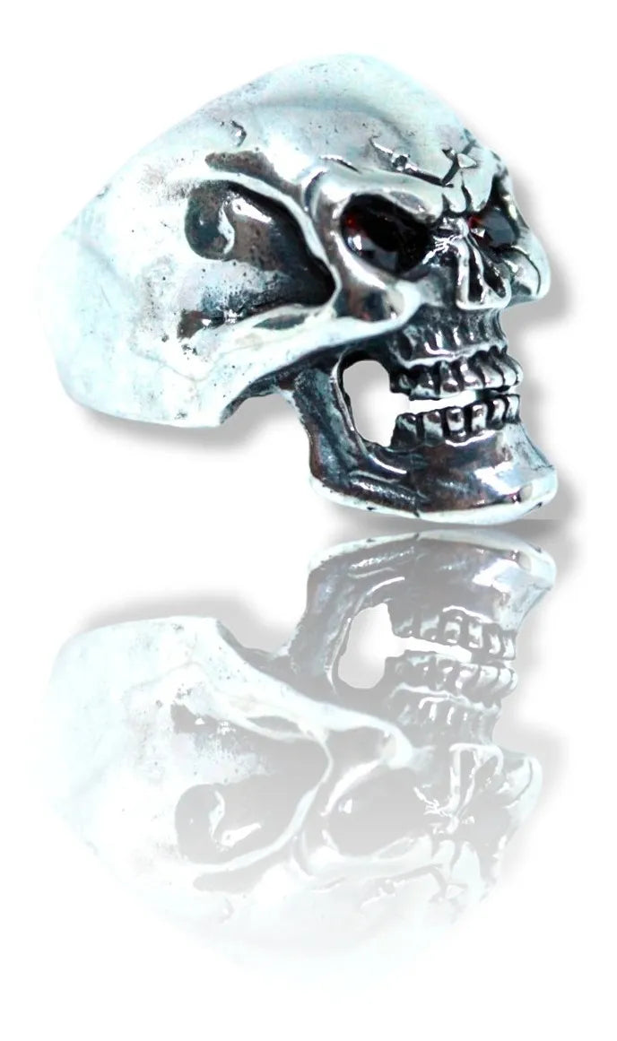 Anillo Hombre Calavera Plata 925 Cráneo Macizo Gótico Cráneo
