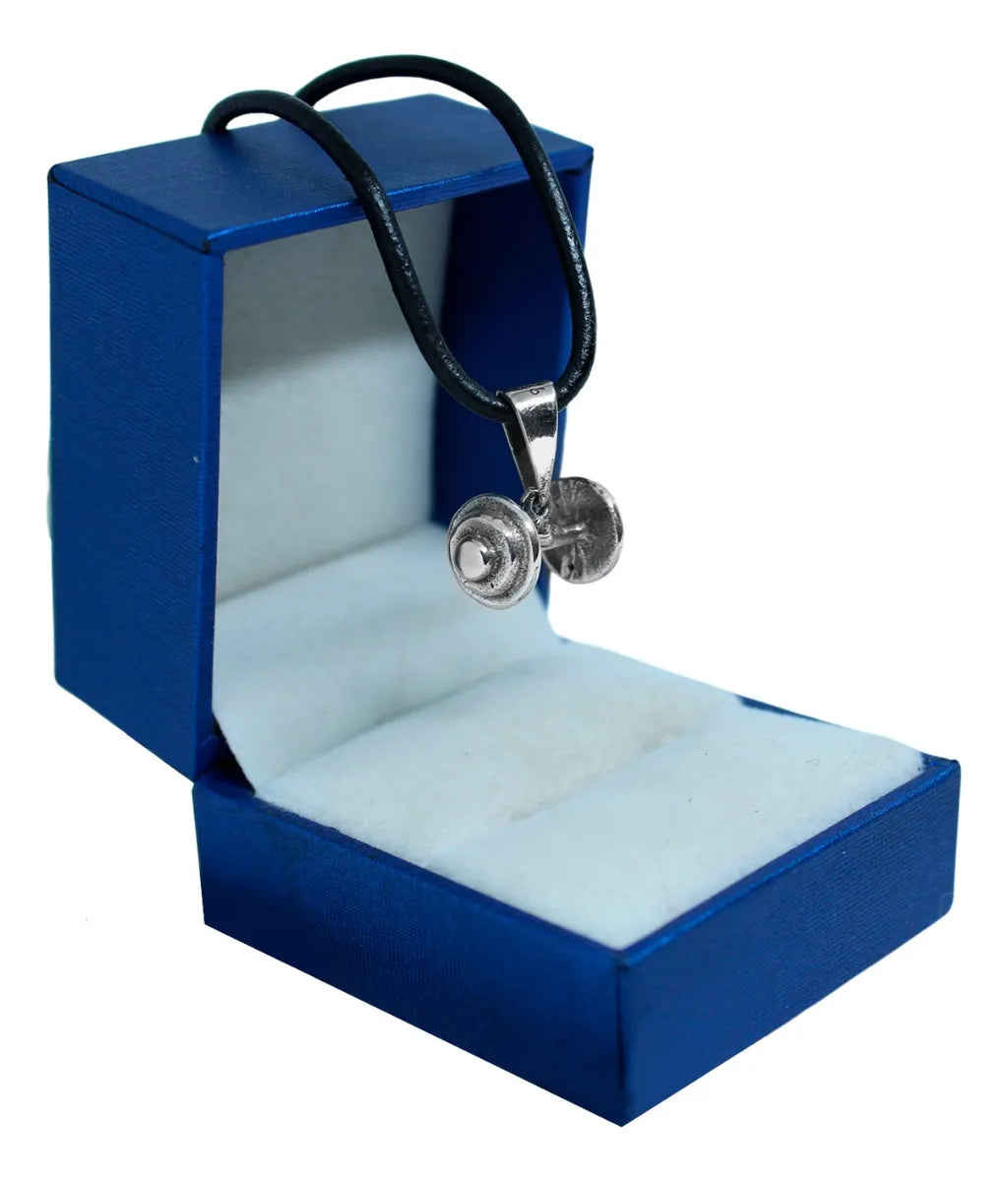 Kit Dije Mancuernita Plata 925 Cordón Piel Y Argollas Plata