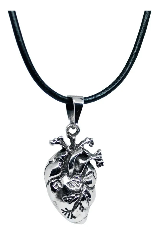 Dije Corazón Valor Plata Fina 925 Mujer Collar Cordón Piel