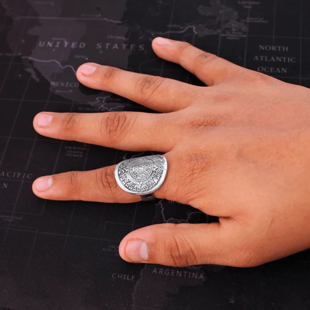 Anillo Mujer Plata 925 Calendario Azteca Piedra Del Sol Nice