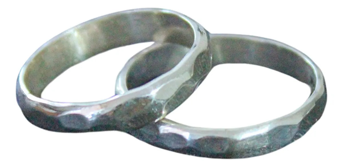 Anillo Martillado 4mm Plata 925 Argolla Matrimonio Boda