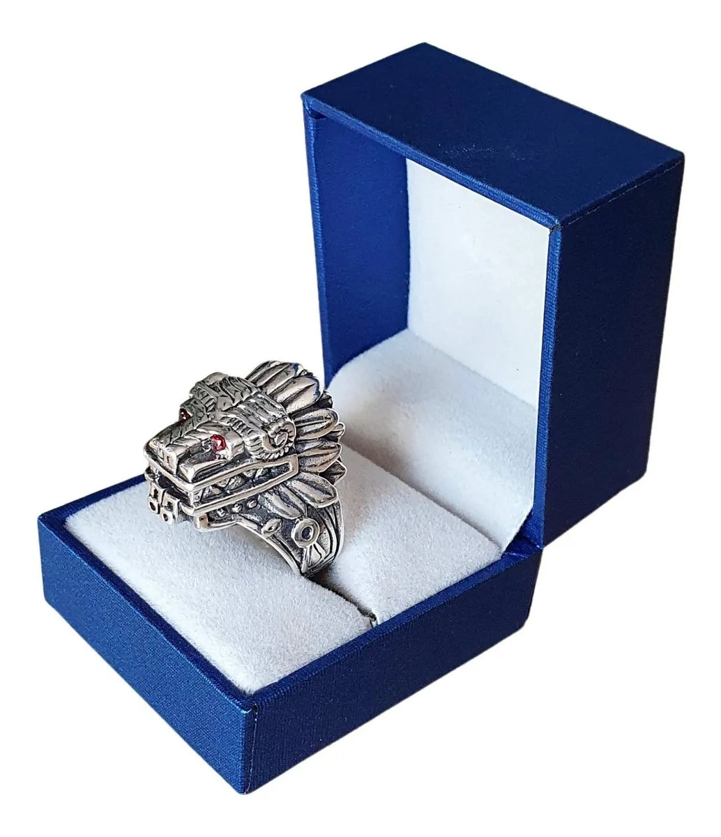 Anillo Hombre Quetzalcóatl Plata 925 Maciza Dios Azteca Nice