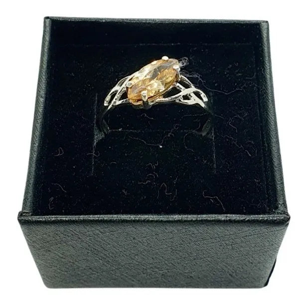 Anillo Compromiso Némesis Plata 925 Mujer Promesa Matrimonio Ocre