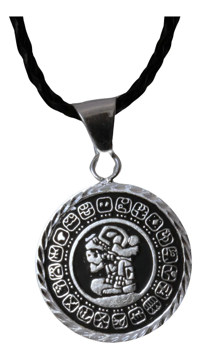 Dije Calendario Azteca Maya Collar Hombre Plateado Joyería Plata