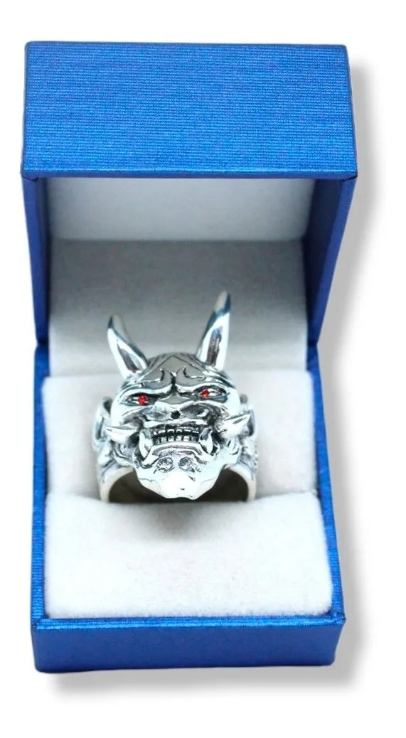 Anillo Demonio Con Cuernos Plata Maciza Esterlina 925 Hombre