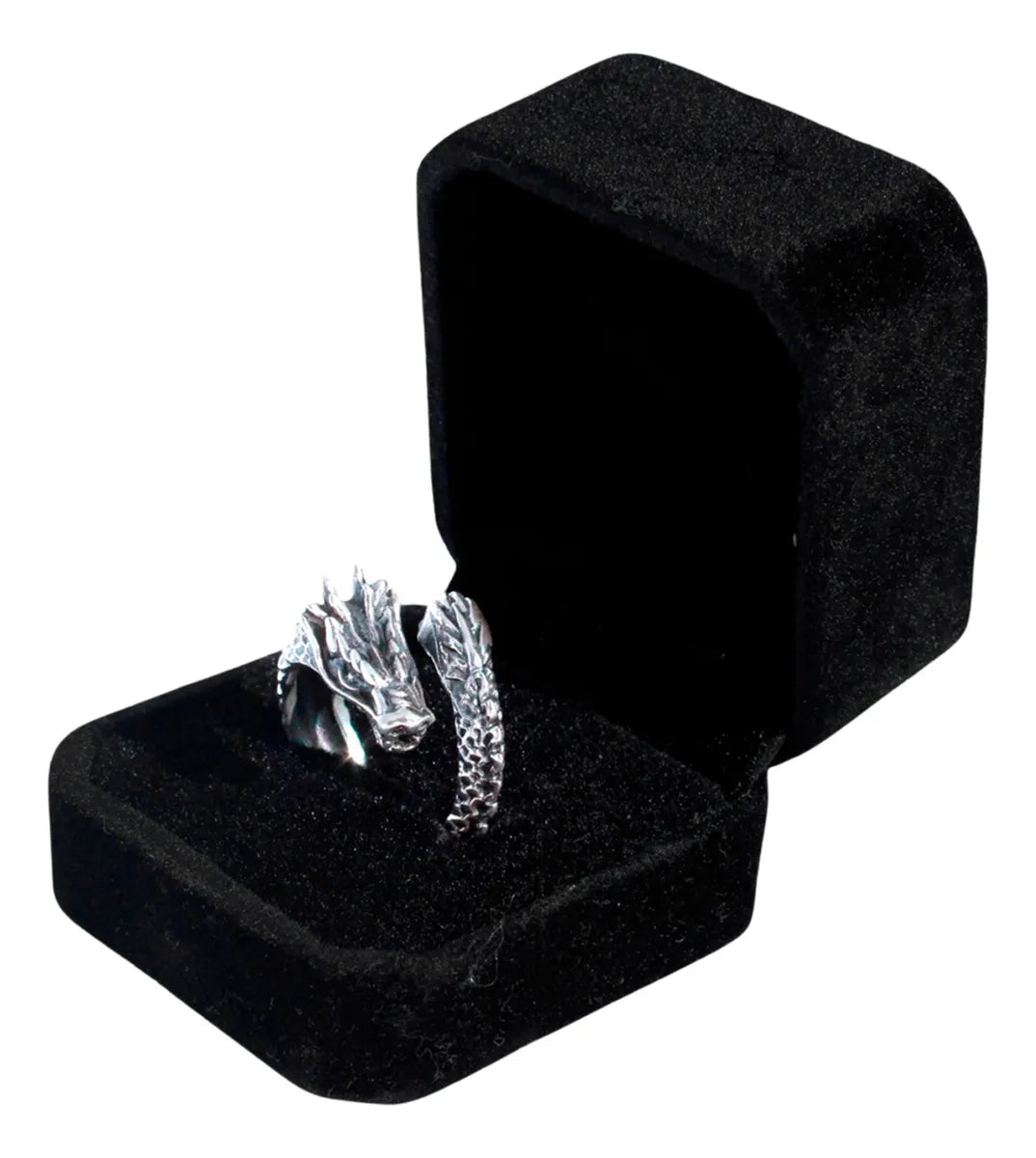 Anillo Hombre Plata 925 Dragón Ajustable Joyería Fina Nueva Plateado