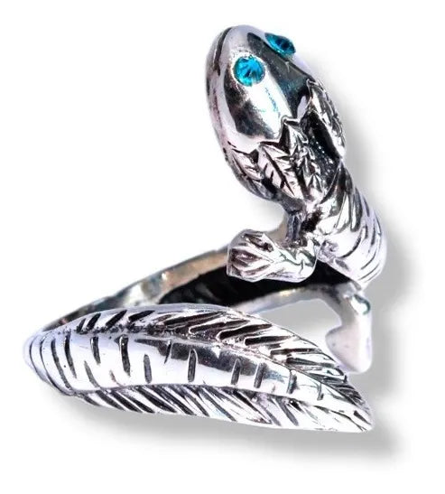 Anillo Ajolote Mexicano Plata 925 Zirconia Ajustable Axolotl