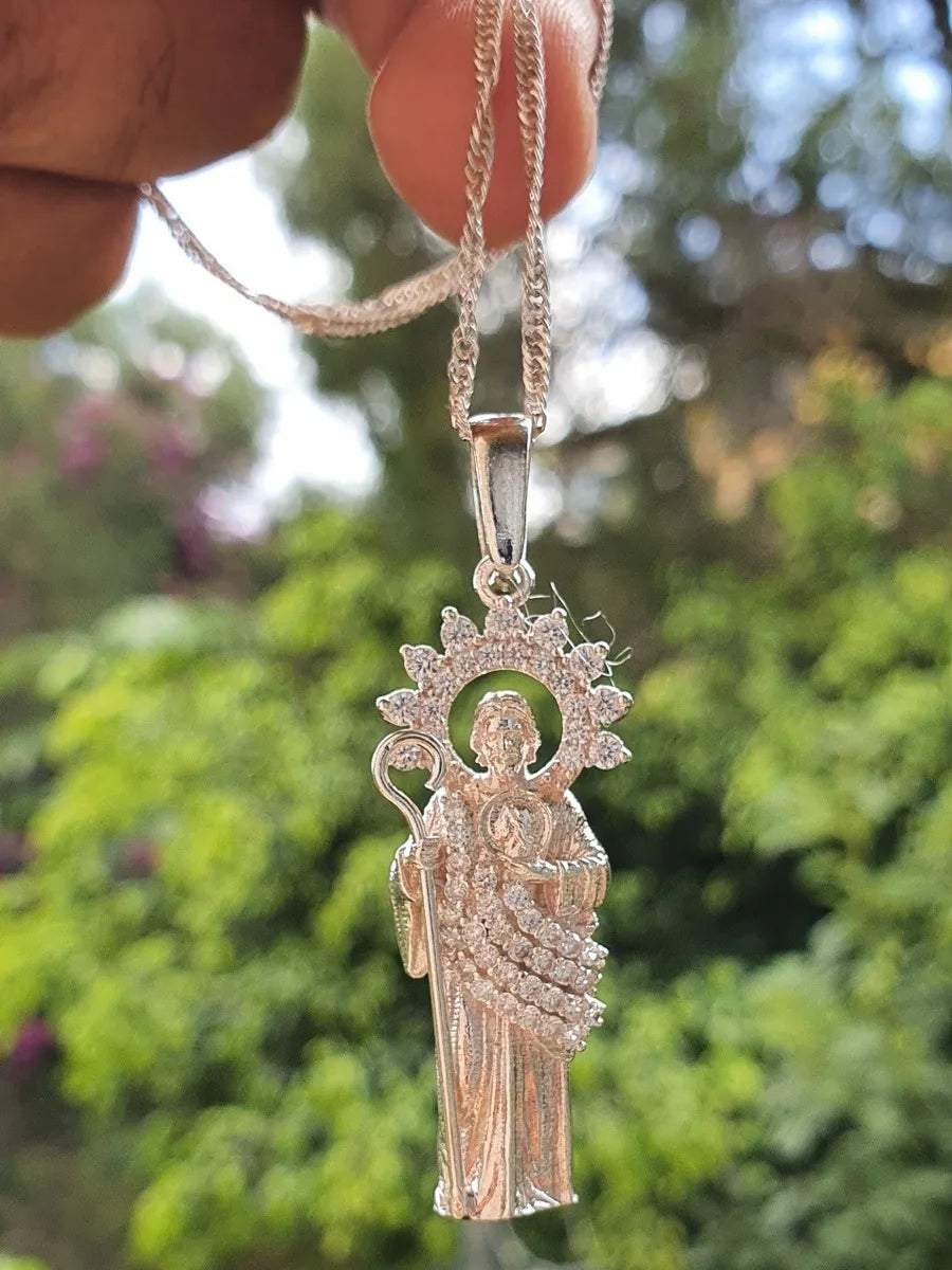 Dije San Judas Tadeo Plata 925 Hombre Mujer Cadena Regalo Diamante