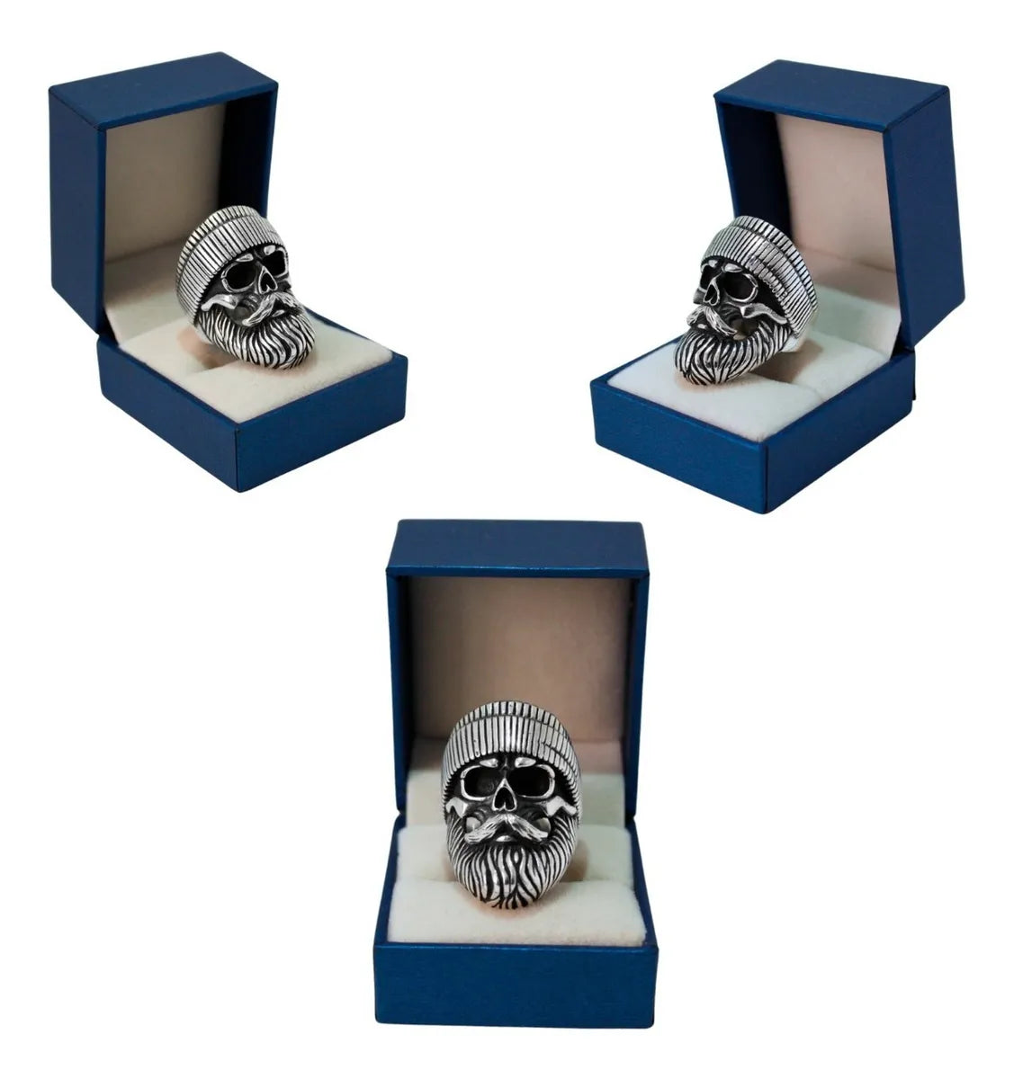 Anillo Hombre Calavera Plata 925 Motociclista El Barbas