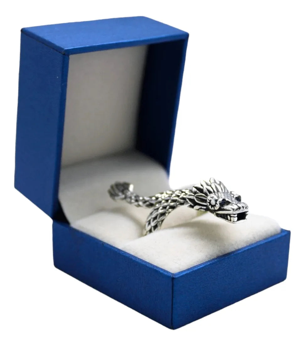 Anillo Quetzalcóatl Plata 925 Maciza Ajustable Hombre Mujer | Joyería Gamma
