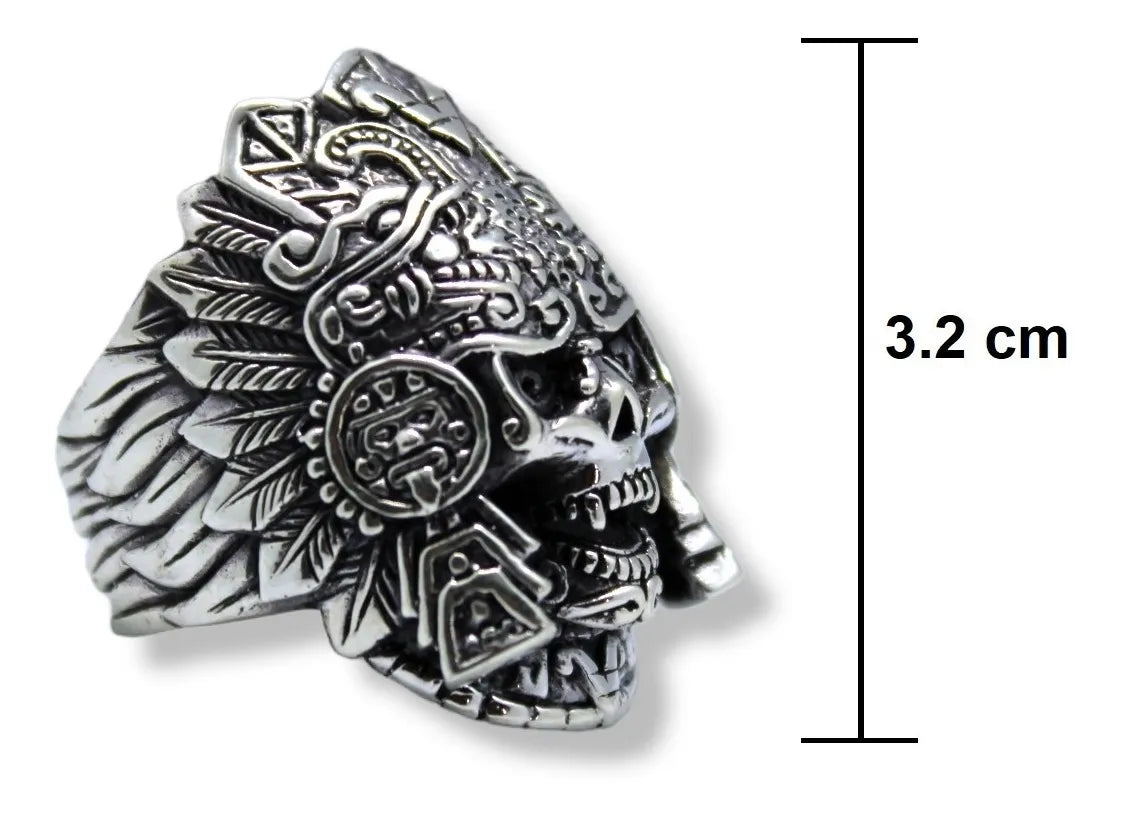Anillo Hombre Plata 925 Mictlantecuhtli Dios Muerte Macizo