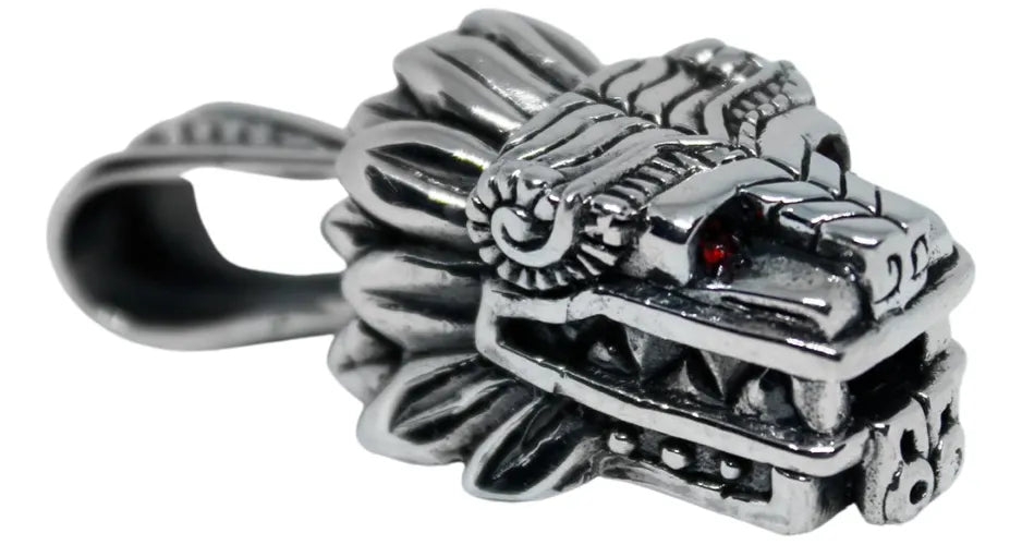 Dije Quetzalcóatl Serpiente Emplumada Plata 925 Con Cordón