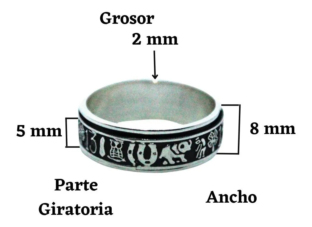 Anillo Giratorio Plata 925 Amuleto Suerte Hombre Mujer Taxco