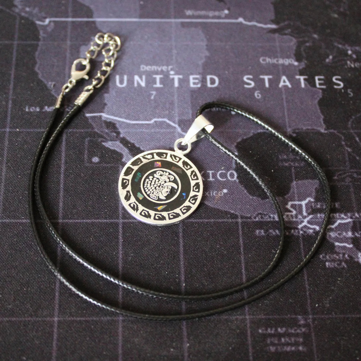 Dije Calendario Azteca Ópalo Guerrero Jaguar Plateado Plateado