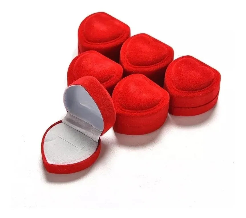 Caja Corazón Estuche Plegable Compromiso Promesa Terciopelo